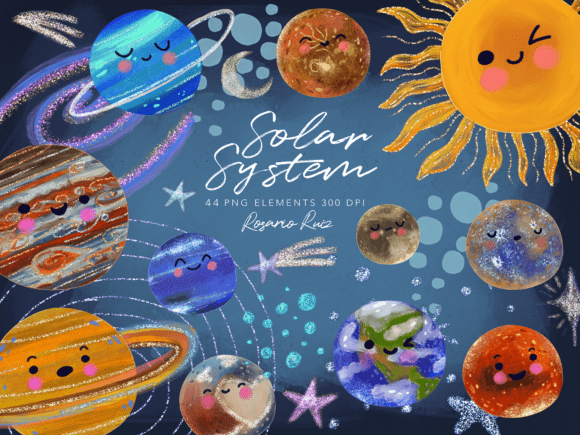 Download Kawaii Planets Clipart | Solar System PN - Plane Collection