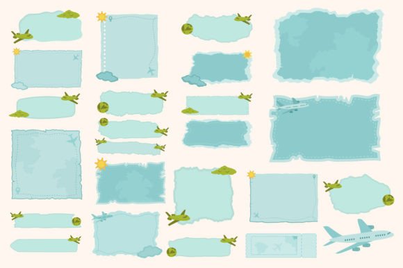 Download Set of Shape and Paper Torn with Plane - Plane Collection