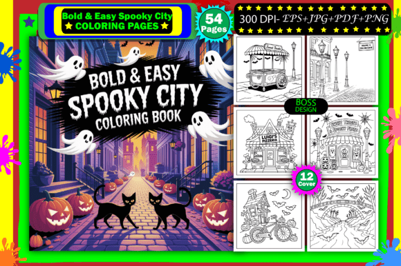 Download Bold &amp; Easy Spooky City Coloring Pages - Easy Collection