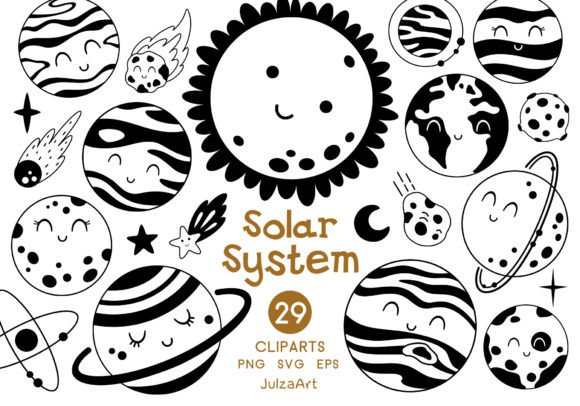 Download Solar System Clipart, Black Planets Svg - Plane Collection
