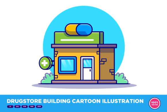 Download Drugstore Building Cartoon Illustration - Building Collection