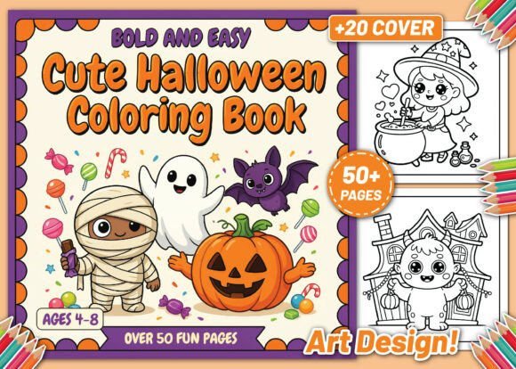 Download Bold Easy Cute Halloween Coloring Book - Easy Collection